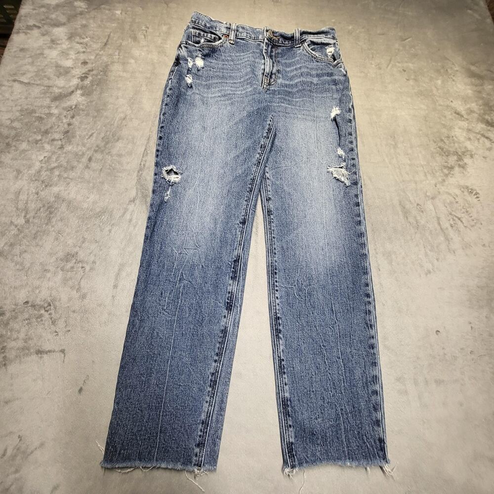 Old‎ Navy Jeans Womens 10 Blue Boyfriend Mid Rise Distressed 5-Pocket Stretch